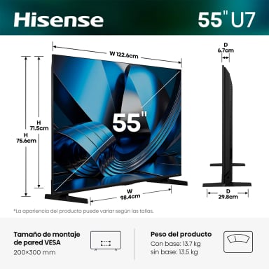 TELEVISOR SMART TV HISENSE 55" 55U7ESG MINI-LED QD UHD 144Hz GOOGLE TV - 6