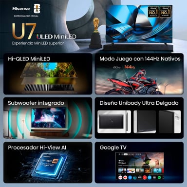 TELEVISOR SMART TV HISENSE 55" 55U7ESG MINI-LED QD UHD 144Hz GOOGLE TV - 7