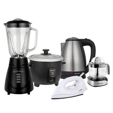 COMBO IMACO LICUADORA BL4125VN + HERVIDOR KE1801 + ARROCERA RC006N + EXPRIMIDOR CP2512I + PLANCHA ID1 - 1