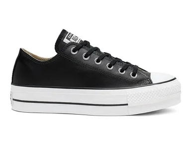 ZAPATILLAS MUJER CONVERSE URBANAS NEGRO LIFT LEATHER OX CLEAN CUERO - 1