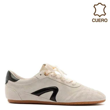 ZAPATILLAS CUERO CASUALES MUJER AREZZO CREMA - 1