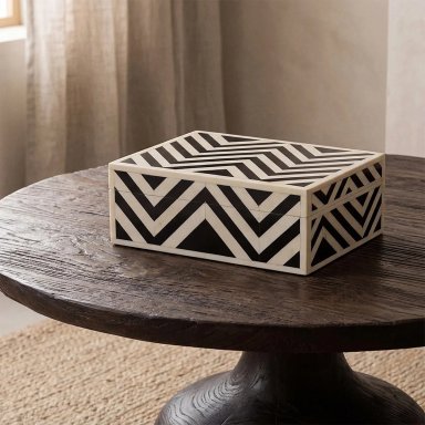 CAJA RIPLEY HOME RAYAS GEO NEGRA 15.5X10 CM NERO - 1
