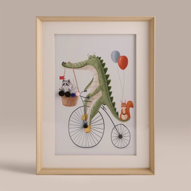 CUADRO RIPLEY HOME COCODRILO EN BICICLETA 30X40 CM - 1