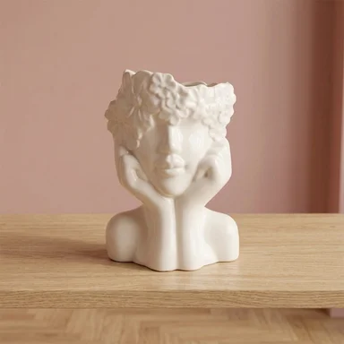 FIGURA RIPLEY HOME ROSTRO CON FLORES SIN RELIEVE 17CM - 1