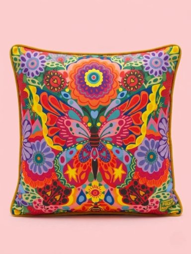 COJÍN CUADRADO FOLKÁNICA 45x45 CM ESTAMPADO VERDE - 1