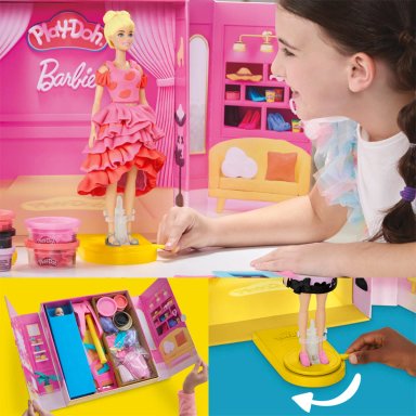 SET DE MASA MOLDEABLE PLAY DOH BARBIE SET DE DESFILE DE MODA CREA ROPA PARA MUÑECAS - 7