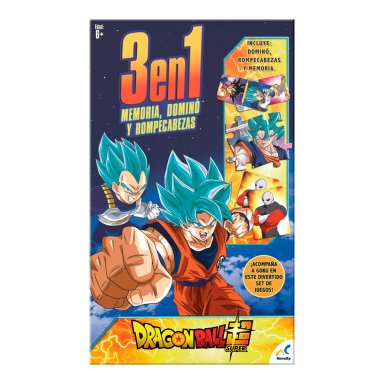 SET DE JUEGOS EN 3 EN 1 (MEMORIA, DOMINO, ROMPECABEZAS) DRAGON BALL SUPER JUEGOS DE MESA LICENCIA - 1
