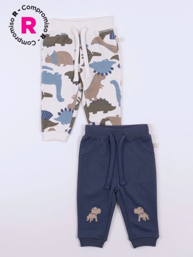 PACK X2 PANTALONES DE BUZO FRENCH TERRY BEBE NIÑO BABY HARVEST - 1