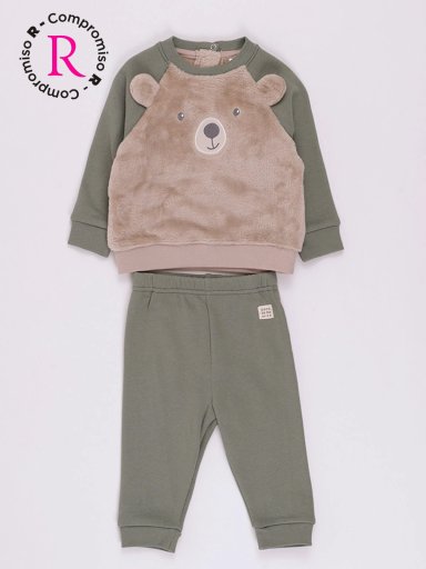 CONJUNTO CORAL FLEECE POLERA + PANTALON BEBE NIÑO BABY HARVEST - 1