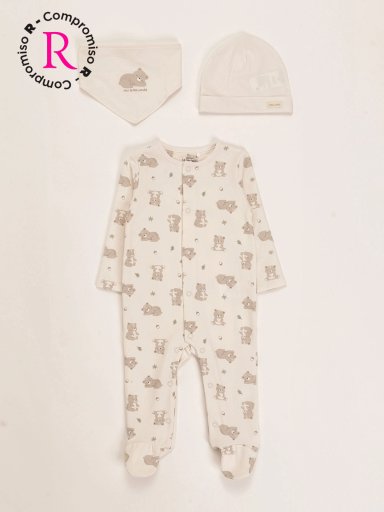 CONJUNTO ENTERIZO + GORRO + BABERO BEBE NIÑO BABY HARVEST - 1