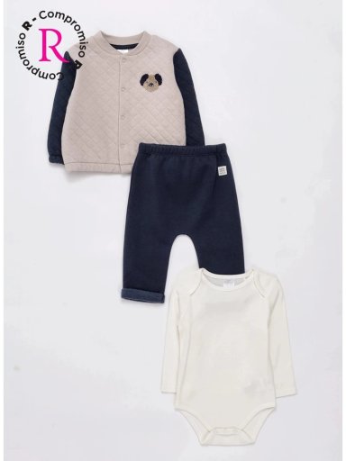 CONJUNTO PUPPY CASACA + BODY + PANTALON BEBÉ NIÑO BABY HARVEST - 1