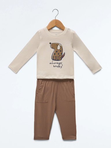 CONJUNTO RIB ALGODÓN POLO + PANTALON BEBE NIÑO BABY HARVEST - 1