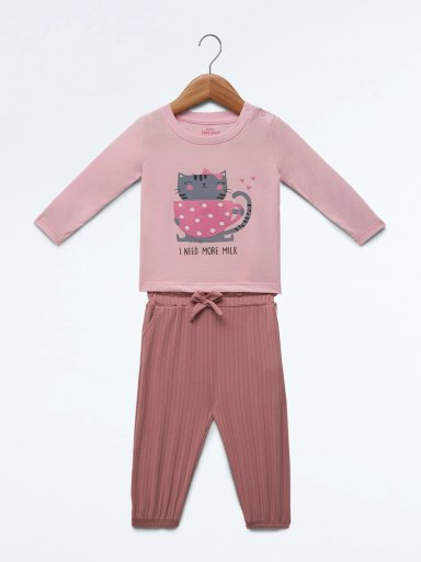 CONJUNTO RIB ALGODÓN POLO + PANTALON BEBE NIÑA BABY HARVEST - 1