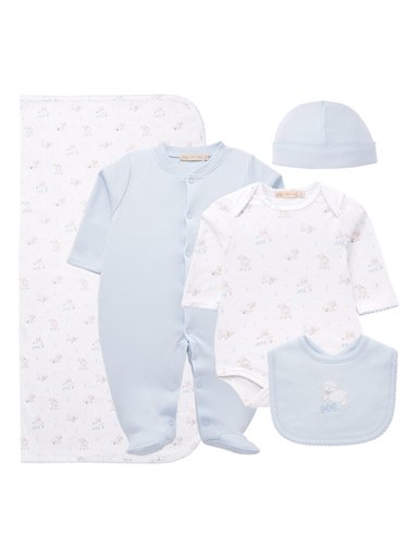 AJUAR DE 5 PIEZAS ALGODÓN NIÑA BABY CLUB CHIC BABY SHEEP BLUE - 1