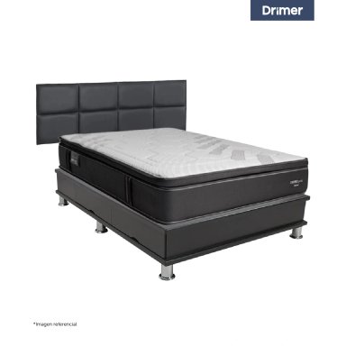 DORMITORIO CON CAJONES DRIMER CROMOPEDIC 2 PLAZAS KAELA + VELADORES - 1