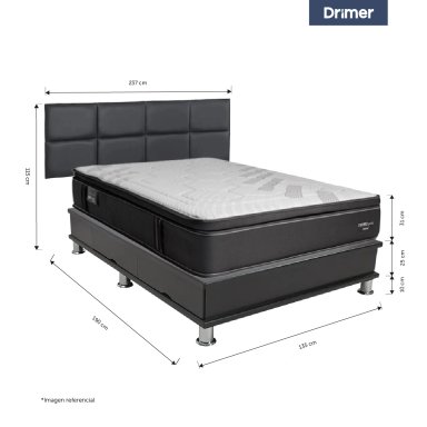 DORMITORIO CON CAJONES DRIMER CROMOPEDIC 2 PLAZAS KAELA + VELADORES - 3