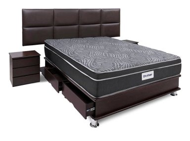 DORMITORIO AMERICANO DRIMER VENTUS 2 PLAZAS CON CAJONES SOFÍA + VELADORES - 2