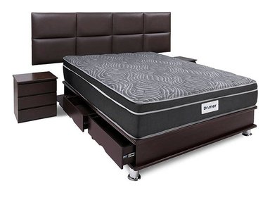 DORMITORIO AMERICANO DRIMER VENTUS QUEEN CON CAJONES SOFÍA + VELADORES - 2