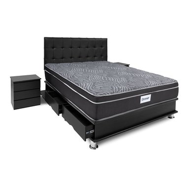 DORMITORIO AMERICANO DRIMER VENTUS KING CON CAJONES FACUNDO + VELADORES - 1