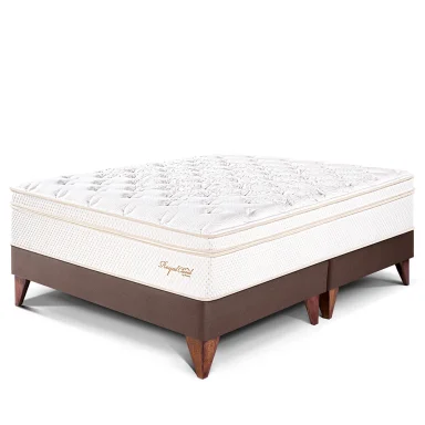 CAMA EUROPEA PARAÍSO ROYAL CLOUD QUEEN CHOCOLATE + 2 ALMOHADAS VISCOELÁSTICAS - 1