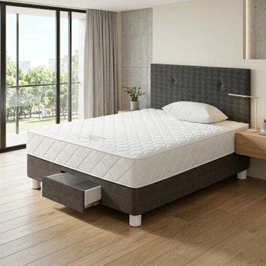 DORMITORIO CON CAJÓN PARAÍSO MILANO 1.5 PLAZAS + 1 ALMOHADA + PROTECTOR - 1
