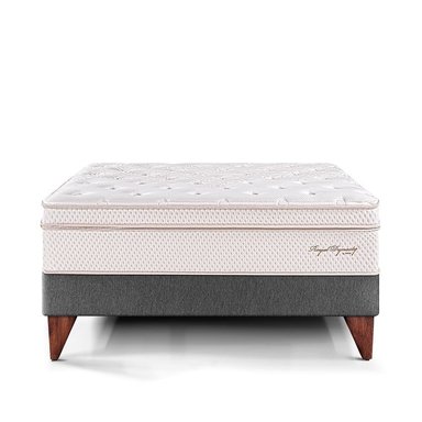 CAMA EUROPEA PARAÍSO ROYAL DYNASTY 2 PLAZAS GRIS + 2 ALMOHADAS VISCOELÁSTICAS - 3