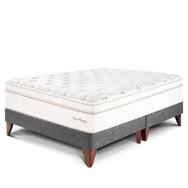 CAMA EUROPEA PARAÍSO ROYAL DYNASTY KING GRIS + 2 ALMOHADAS VISCOELÁSTICAS - 1