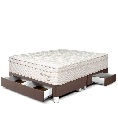 CAMA CON CAJONES PARAÍSO ROYAL PRINCE KING CHOCOLATE + 2 ALMOHADAS VISCOELÁSTICAS - 1
