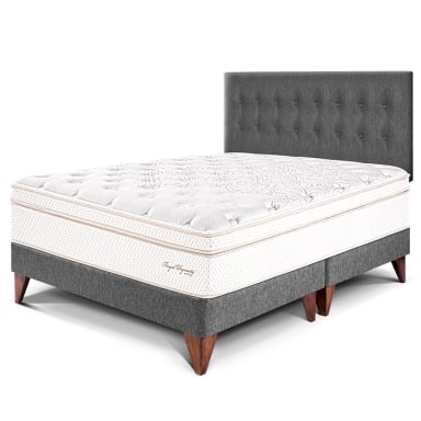 DORMITORIO EUROPEO PARAÍSO ROYAL DYNASTY KING GRIS + 2 ALMOHADAS VISCOELÁSTICAS - 1