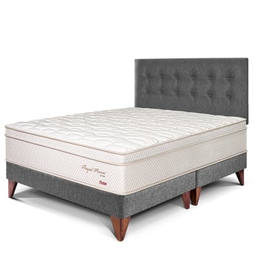 DORMITORIO EUROPEO PARAÍSO ROYAL PRINCE QUEEN GRIS + 2 ALMOHADAS VISCOELÁSTICAS - 1
