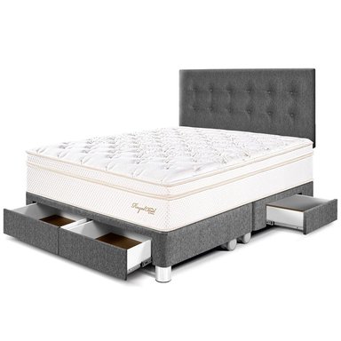 DORMITORIO CON CAJONES PARAÍSO ROYAL CLOUD QUEEN GRIS + 2 ALMOHADAS VISCOELÁSTICAS - 1