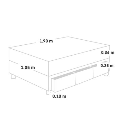 CAMA CON CAJONES PARAÍSO BALANZZE BIPANEL 1.5 PLAZAS CHAMPAGNE + 1 ALMOHADA VISCOELÁSTICA - 5