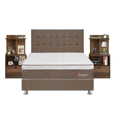 DORMITORIO AMERICANO FORLI BOREAL QUEEN + VELADOR REPISA LYDIA - 1