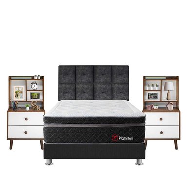 DORMITORIO AMERICANO FORLI PLATINIUM 2 PLAZAS + VELADOR REPISA FASHION - 1