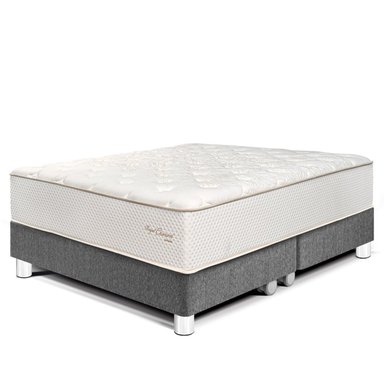 CAMA PARAÍSO ROYAL CROWN GRIS QUEEN GRIS + 2 ALMOHADAS VISCOELÁSTICAS - 1