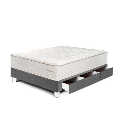CAMA CON CAJONES PARAÍSO ROYAL CROWN GRIS 1.5 PLAZAS GRIS + 1 ALMOHADA VISCOELÁSTICA - 1