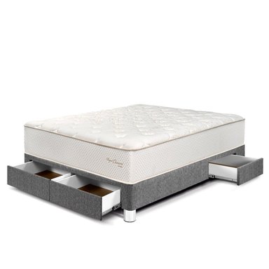 CAMA CON CAJONES PARAÍSO ROYAL CROWN GRIS 2 PLAZAS GRIS + 2 ALMOHADAS VISCOELÁSTICAS - 1