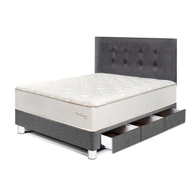 DORMITORIO CON CAJONES PARAÍSO ROYAL CROWN 1.5 PLAZAS GRIS + 1 ALMOHADA VISCOELÁSTICA - 1