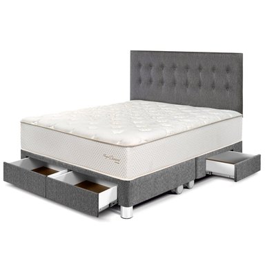 DORMITORIO CON CAJONES PARAÍSO ROYAL CROWN KING GRIS + 2 ALMOHADAS VISCOELÁSTICAS - 1