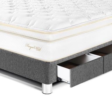 DORMITORIO CON CAJONES PARAÍSO ROYAL CLOUD 1.5 PLAZAS + CABECERA GOLD GRIS + 1 ALMOHADA VISCOELÁSTICA - 2