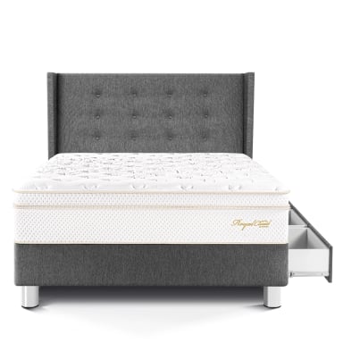 DORMITORIO CON CAJONES PARAÍSO ROYAL CLOUD 1.5 PLAZAS + CABECERA GOLD GRIS + 1 ALMOHADA VISCOELÁSTICA - 3