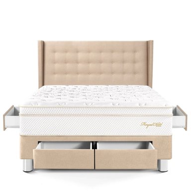 DORMITORIO CON CAJONES PARAÍSO ROYAL CLOUD KING + CABECERA GOLD CHAMPAGNE + 2 ALMOHADAS VISCOELÁSTICAS - 4