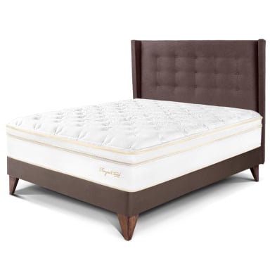 DORMITORIO EUROPEO PARAÍSO ROYAL CLOUD 2 PLAZAS + CABECERA GOLD CHOCOLATE + 2 ALMOHADAS VISCOELÁSTICAS - 1