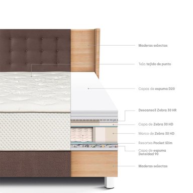 DORMITORIO PARAÍSO ROYAL CROWN QUEEN + CABECERA GOLD CHOCOLATE + 2 ALMOHADAS VISCOELÁSTICAS - 4