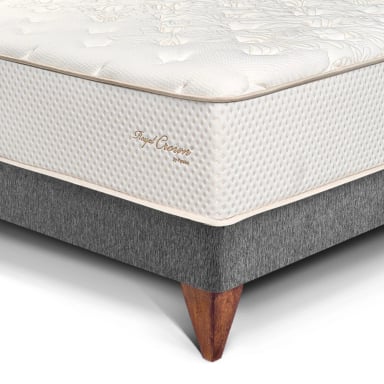 DORMITORIO EUROPEO PARAÍSO ROYAL CROWN 1.5 PLAZAS + CABECERA GOLD GRIS + 1 ALMOHADA VISCOELÁSTICA - 2