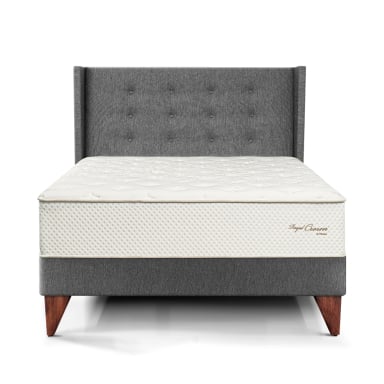 DORMITORIO EUROPEO PARAÍSO ROYAL CROWN 1.5 PLAZAS + CABECERA GOLD GRIS + 1 ALMOHADA VISCOELÁSTICA - 3