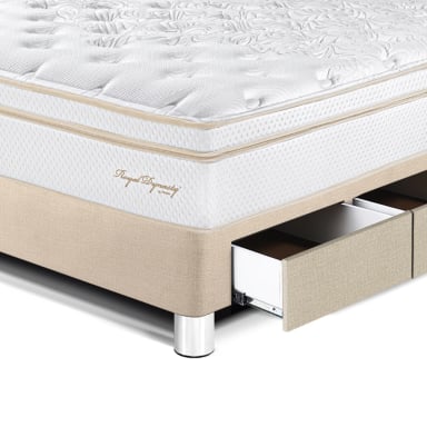DORMITORIO CON CAJONES PARAÍSO ROYAL DYNASTY 1.5 PLAZAS + CABECERA BLOCKS CHAMPAGNE + 1 ALMOHADA VISCOELÁSTICA - 2