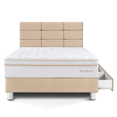 DORMITORIO CON CAJONES PARAÍSO ROYAL DYNASTY 1.5 PLAZAS + CABECERA BLOCKS CHAMPAGNE + 1 ALMOHADA VISCOELÁSTICA - 3