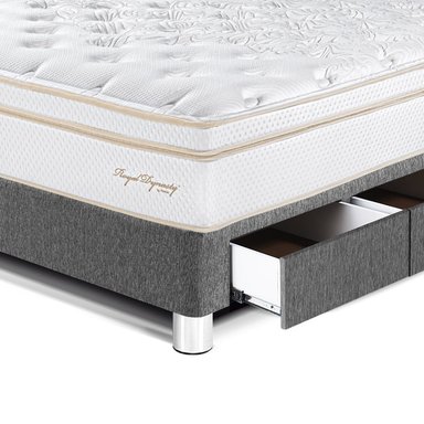 DORMITORIO CON CAJONES PARAÍSO ROYAL DYNASTY 1.5 PLAZAS + CABECERA BLOCKS GRIS + 1 ALMOHADA VISCOELÁSTICA - 2