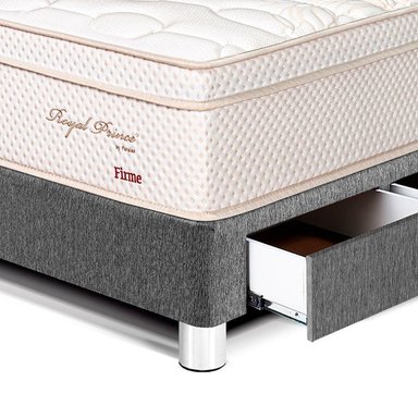 DORMITORIO CON CAJONES PARAÍSO ROYAL PRINCE 1.5 PLAZAS + CABECERA BLOCKS GRIS + 1 ALMOHADA VISCOELÁSTICA - 2